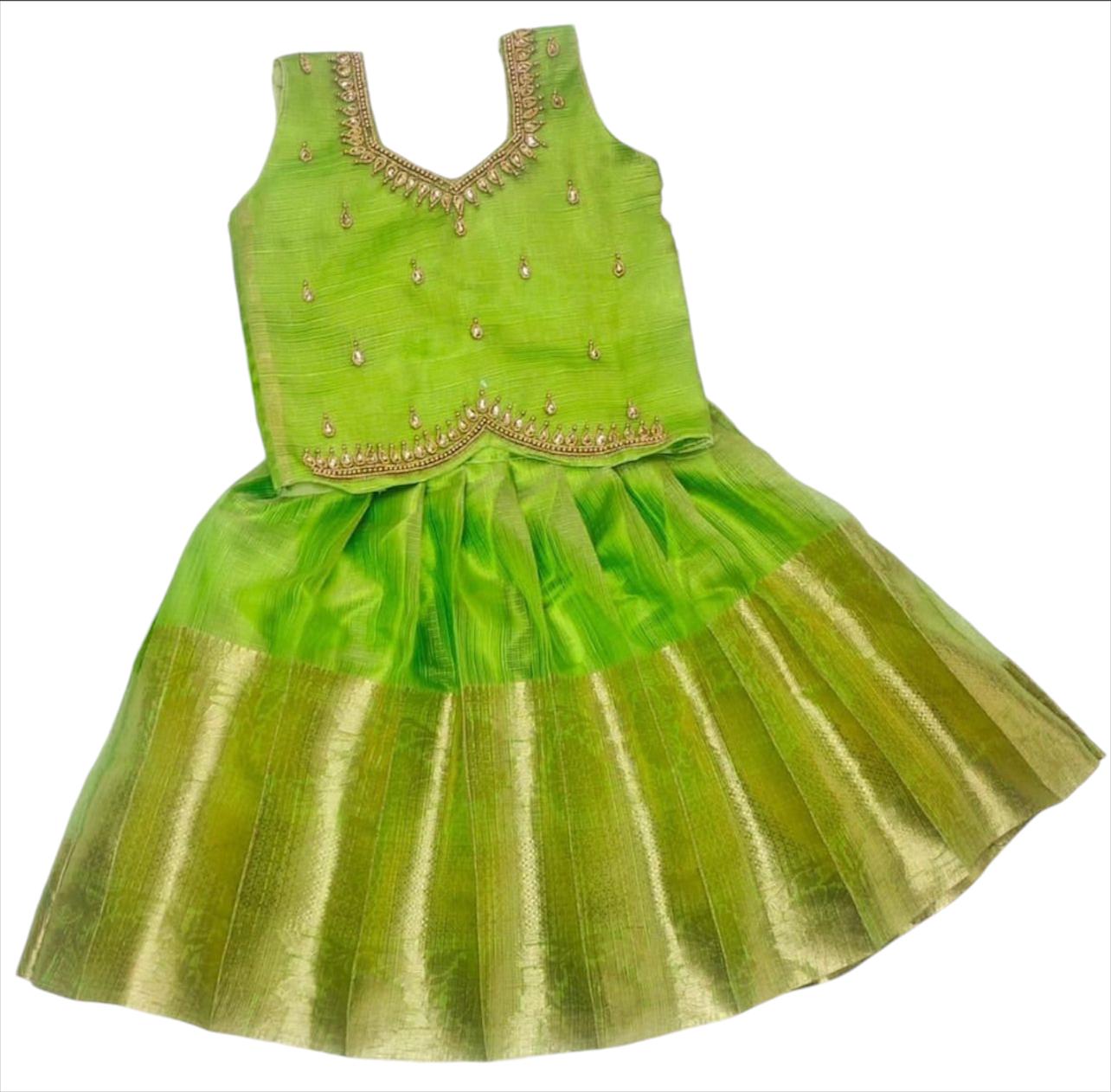 Green Tissue Silk Lehenga