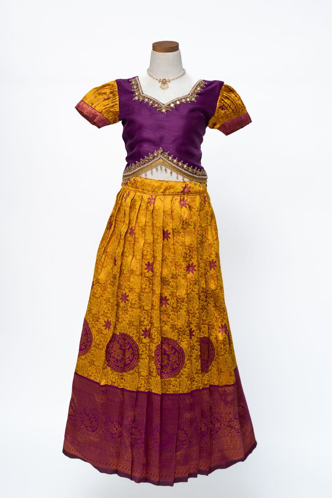 Mustard and Purple Banarasi 2 pieces set