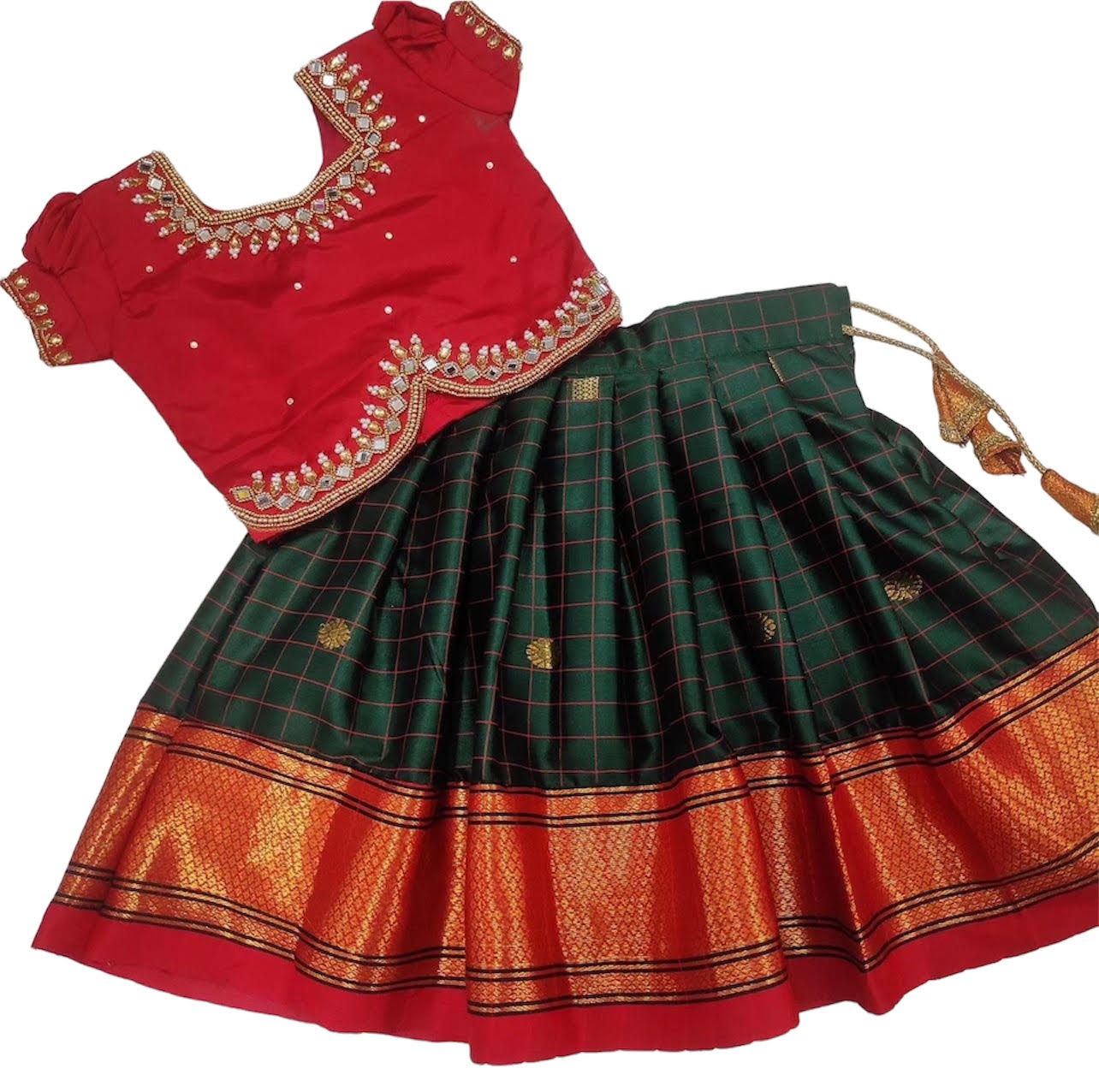 Beautiful Red and Green Pattu Pavadai