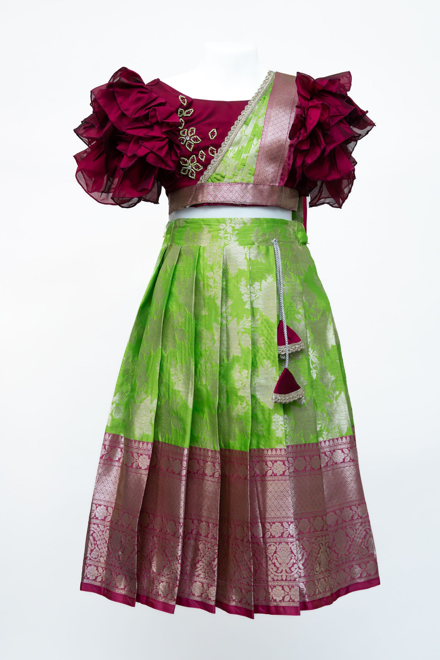 Green and Plum Ruffle Set