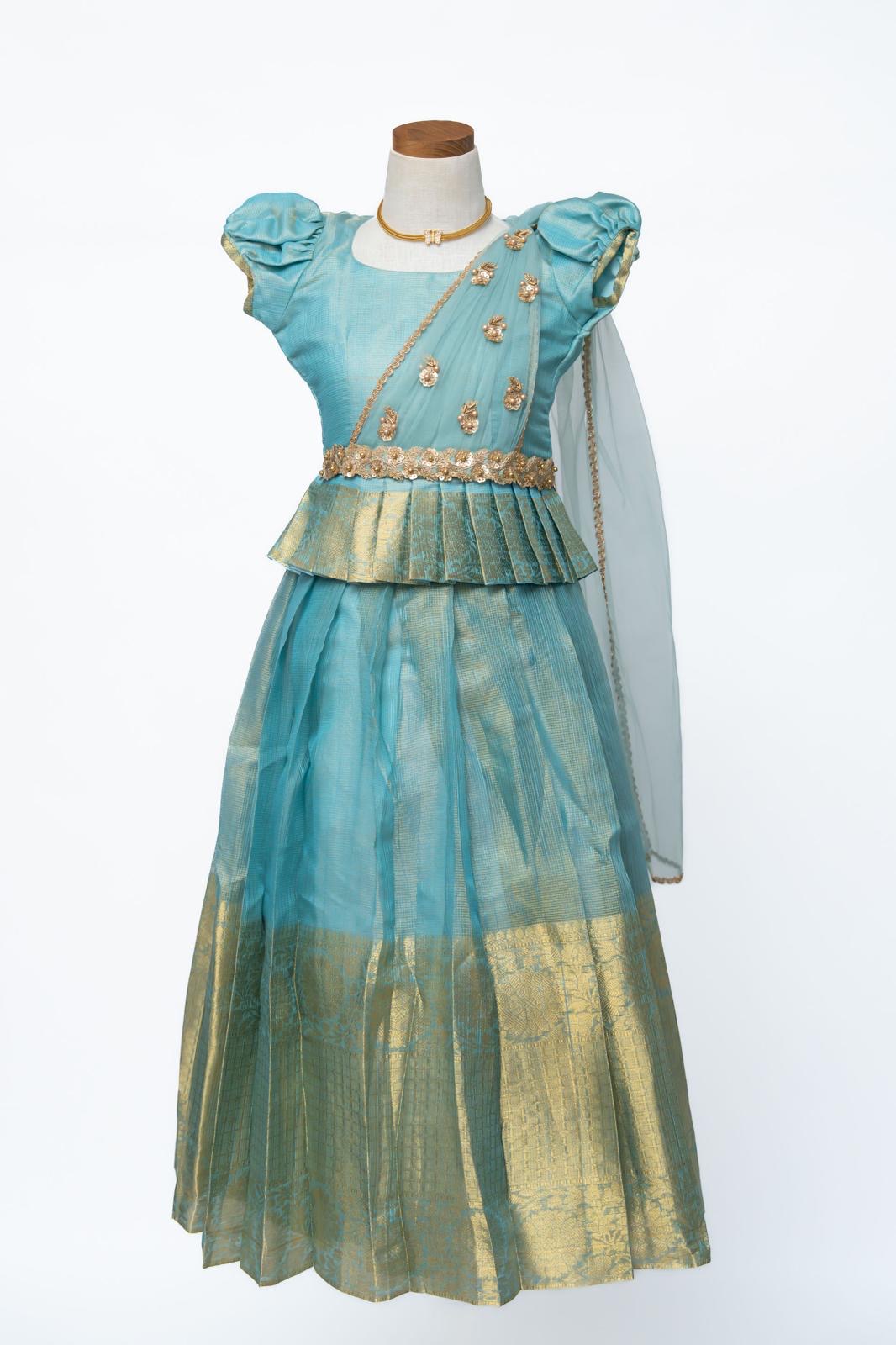 3 piece tissue set with detachable dupatta