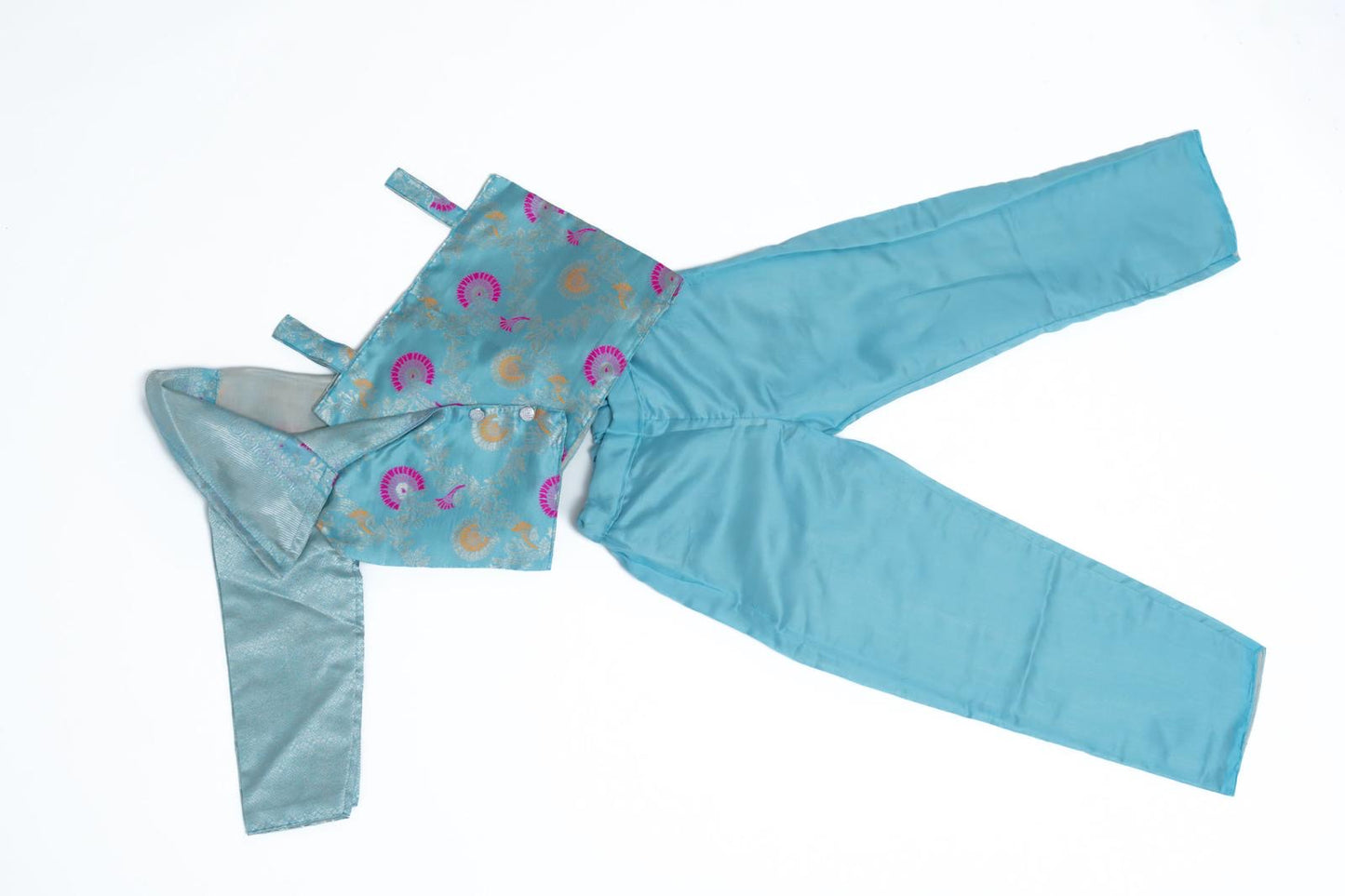 Baby Blue Banarasi 3 piece Pant set