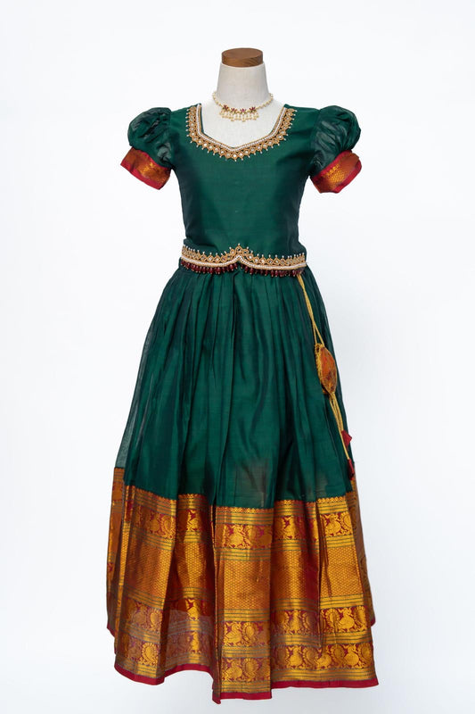 Emerald Green Set with Red/White Aari work