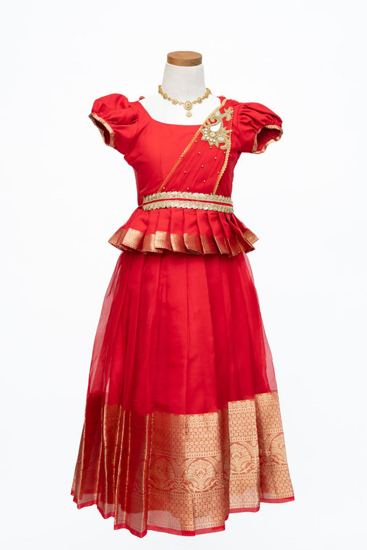 Red Set with attached duppatta