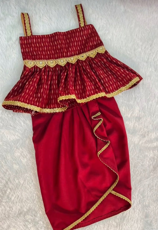 Red and Gold Indo Western Set
