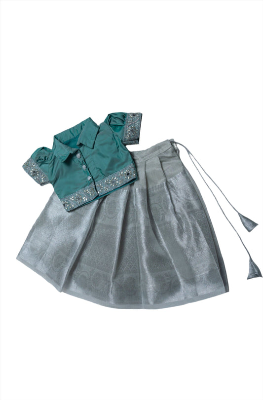 Girls Blue 2 piece - Teal and Silver Combo.